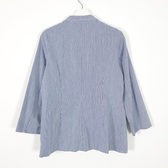 Vintage Blue & White Pinstripe Blazer Jacket Union Made in USA - Picture 6 of 7